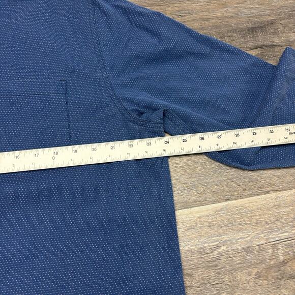 Carbon2Cobalt Blue White Micro Dot Mens L Preppy Long Sleeve Button Down Shirt - Picture 6 of 9